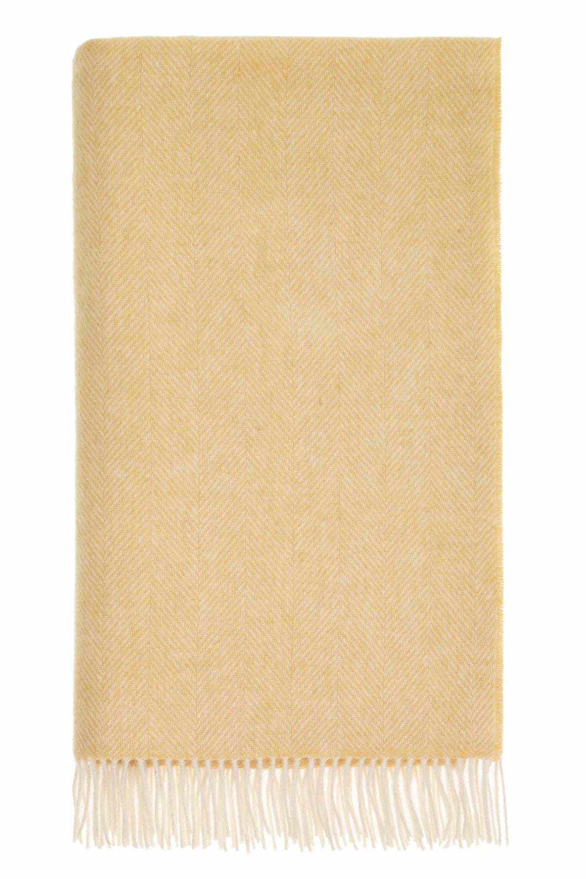 Herringbone British Wool Throw - Buttercup