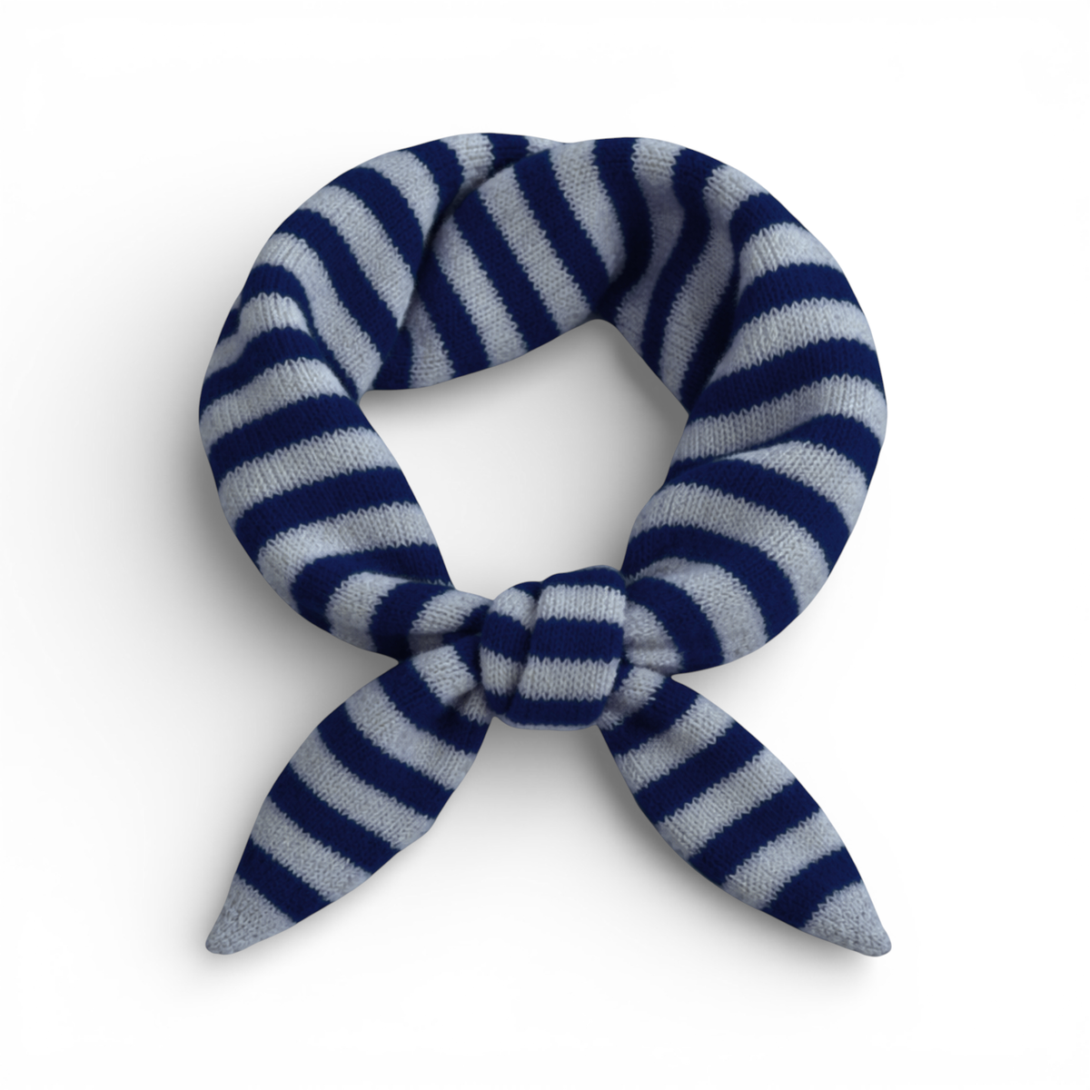Striped Wool Blend Light Weight Triangle Neck Scarf: Navy Grey