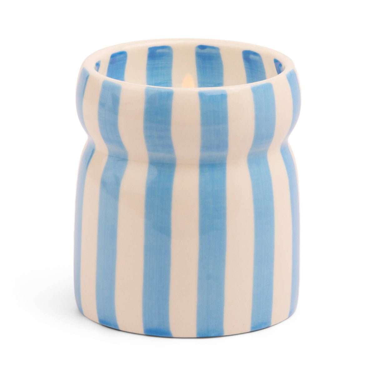 Blue Striped Ceramic Candle - Lost at Sea