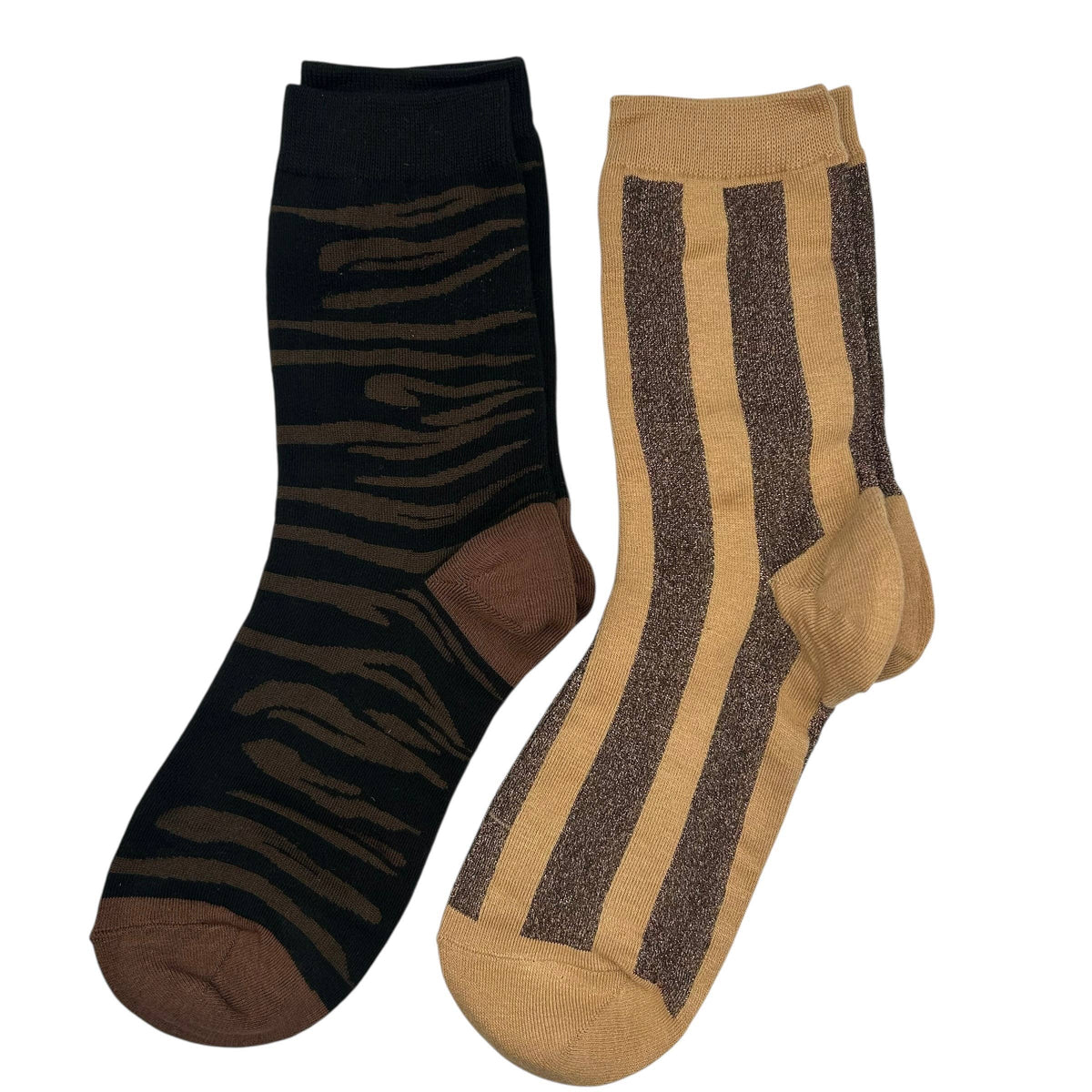 Brown & Sand Stripe Sock Box Duo