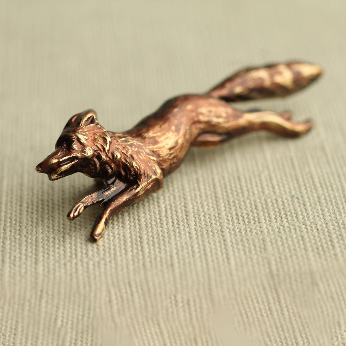 Fox Brooch in Deep Copper