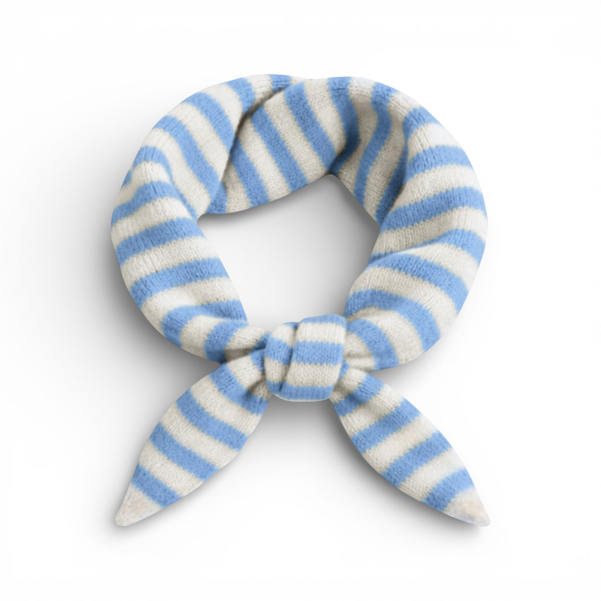 Striped Wool Blend Light Weight Triangle Neck Scarf: Pastel Blue
