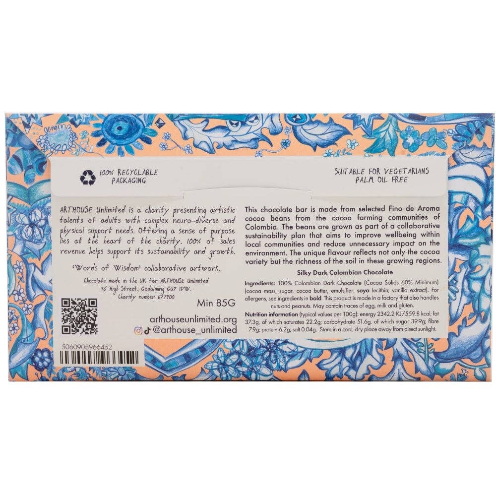 Words of Wisdom - Silky Dark Colombian Chocolate Bar