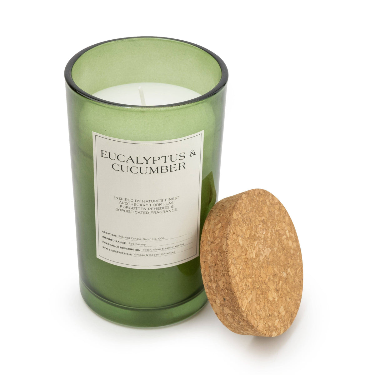 Large Glass Jar with Cork Lid Eucalyptus & Cucumber