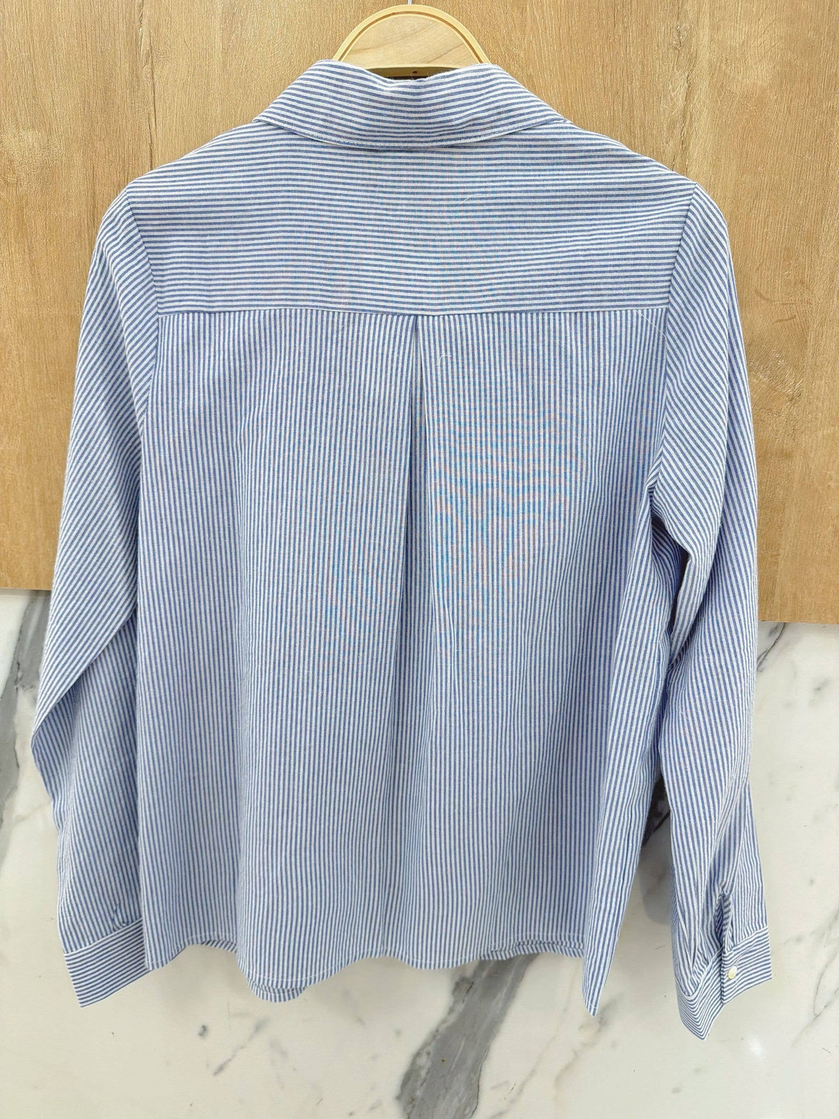 Ava Striped Ruffled Blouse - Blue