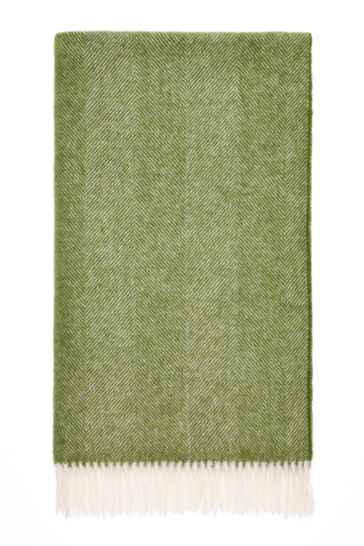 Herringbone Pure Wool Throw - Apple