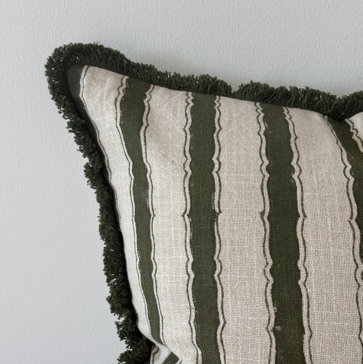 Vintage Style Olive Stripe Cushion