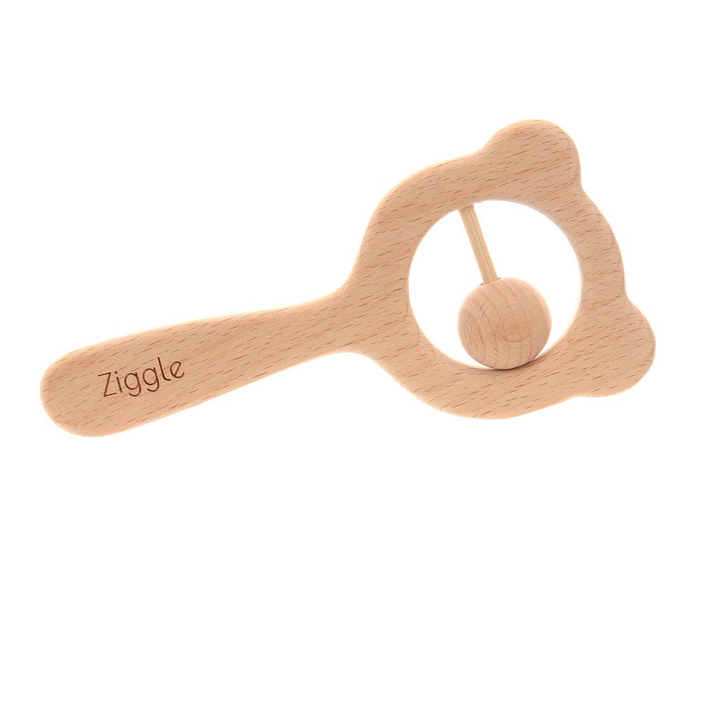 Wooden Teether and Rattle - blush