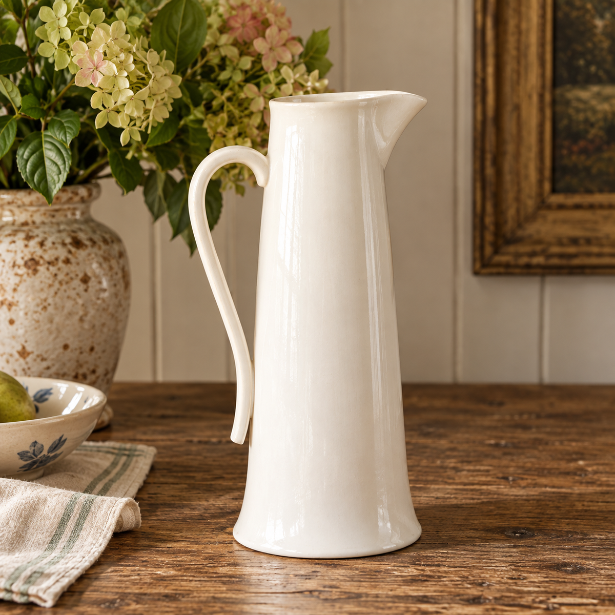 Tall Ivory Pitcher Jug
