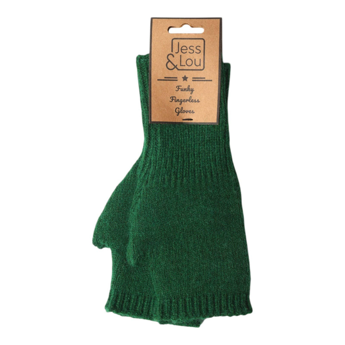 Green Cosy Plain Knit Fingerless Gloves