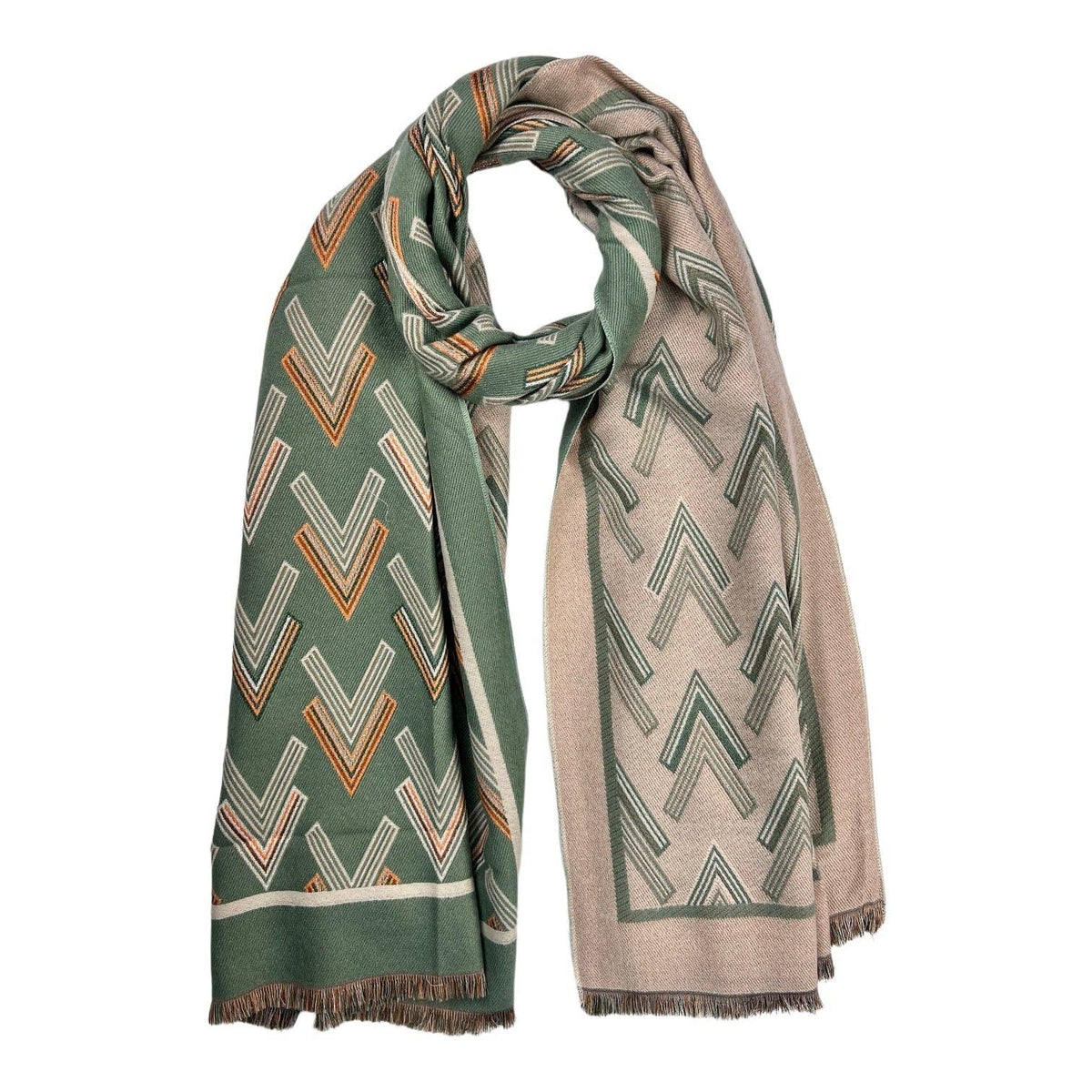 Arrow Print Reversible Winter Scarf - Mint Green