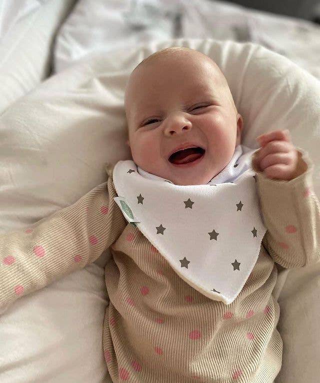 White with Grey Stars Bib: White / Single