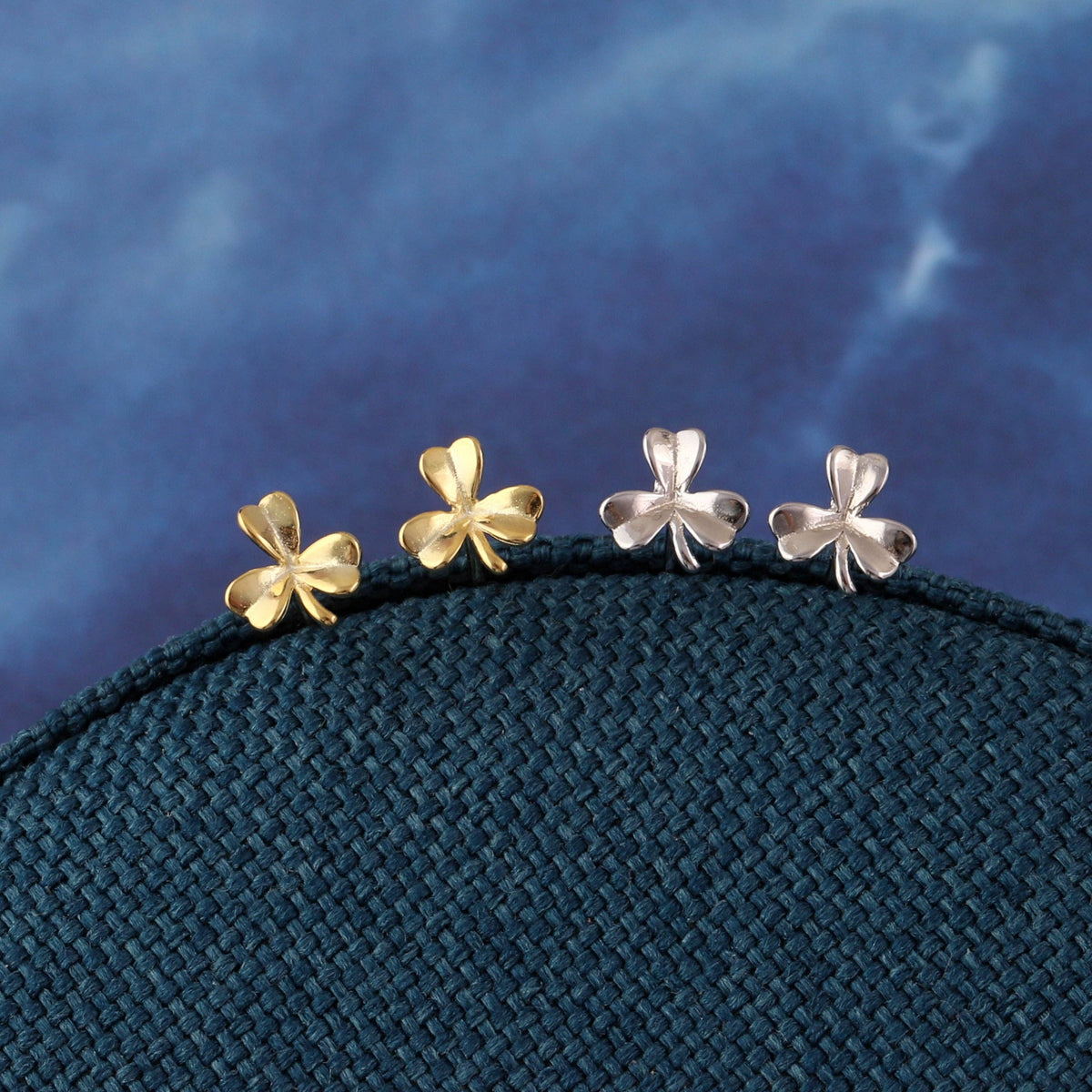 'Best wishes ' Three Clover with Stem - Gold Plated