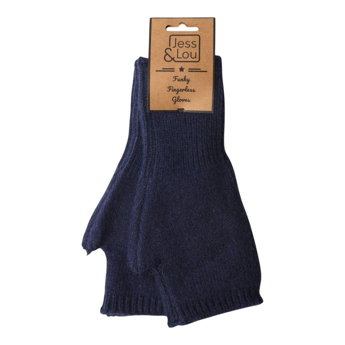 Navy Cosy Plain Knit Fingerless Gloves