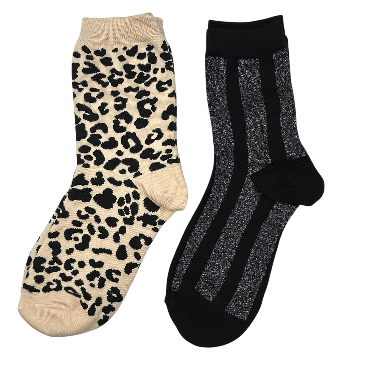 Cream Leopard & Black Stripe Sock Box Duo