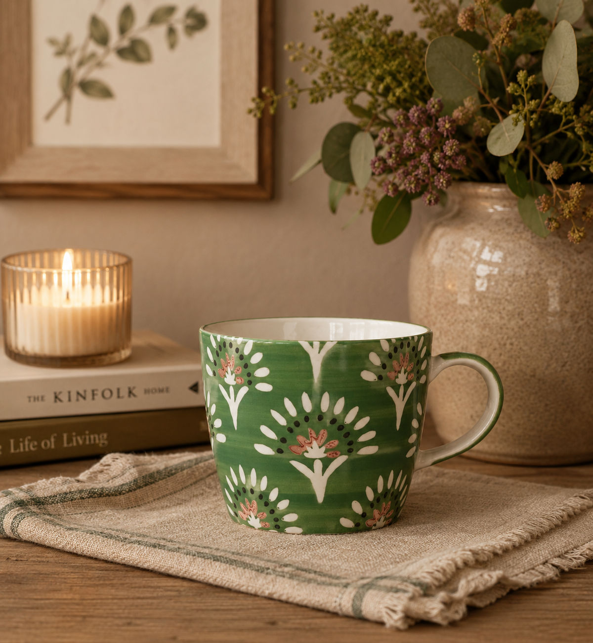 Deep Green Fan Design Mug