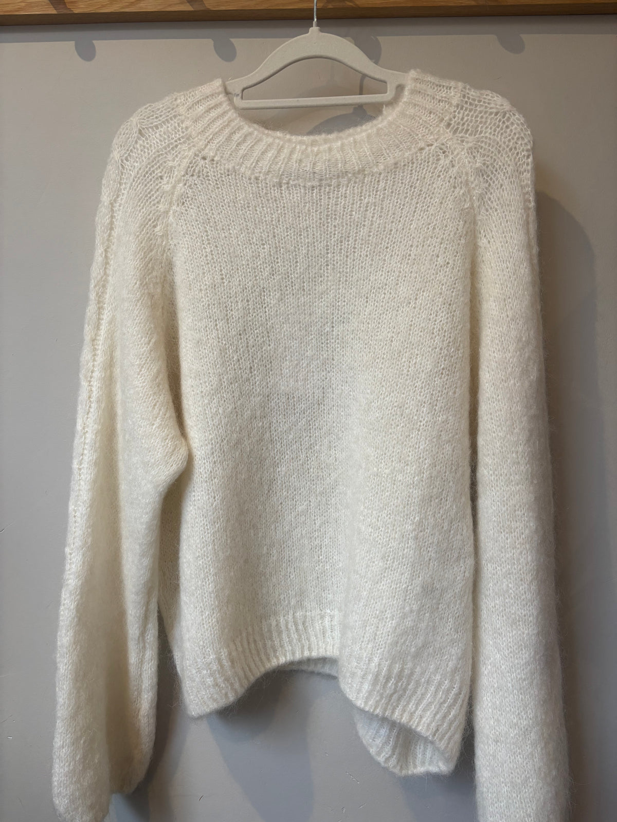 Cable Knit Sleeve Mohair Jumper - Cream