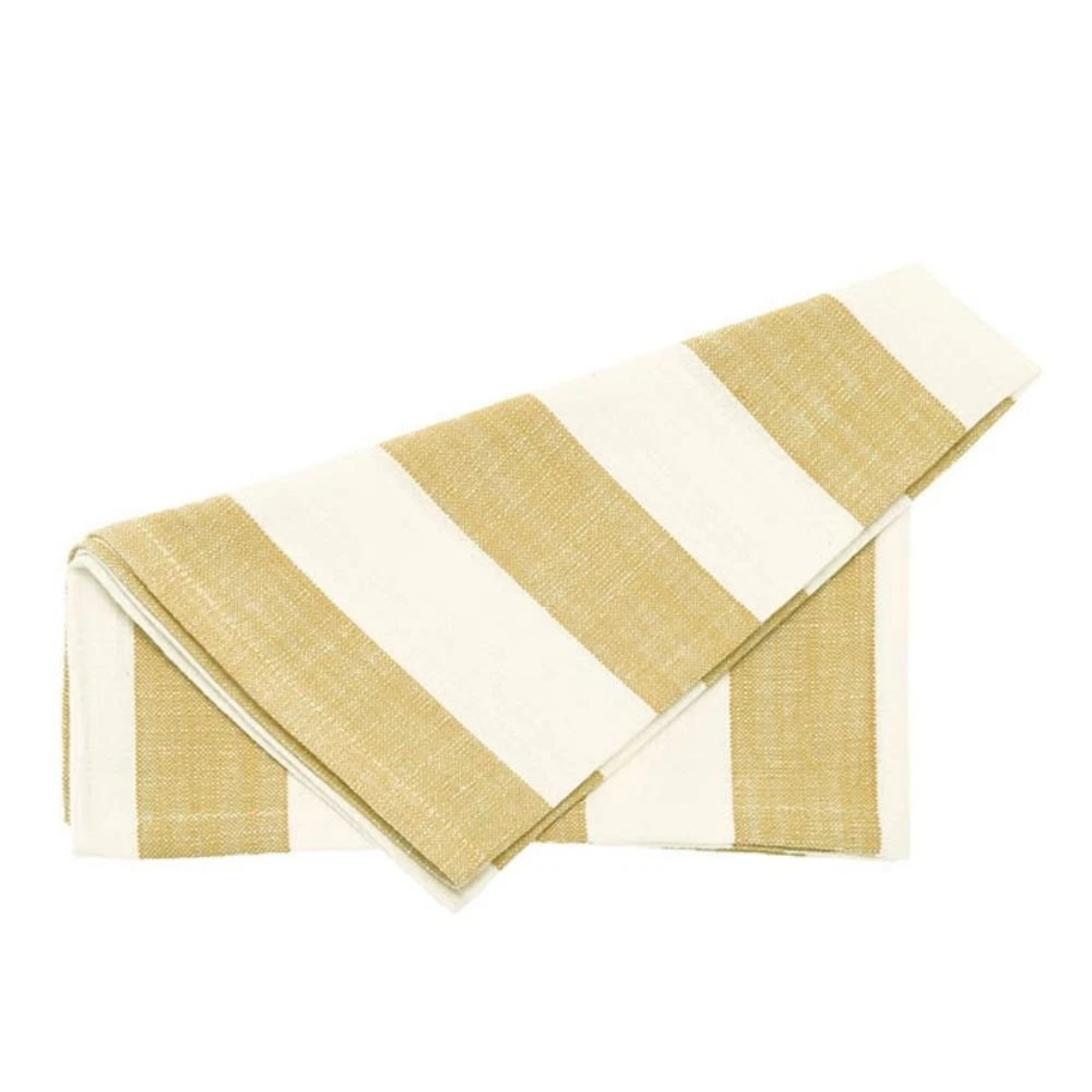 Mustard & Cream Wide Stipe Cotton Napkins - Set of 4