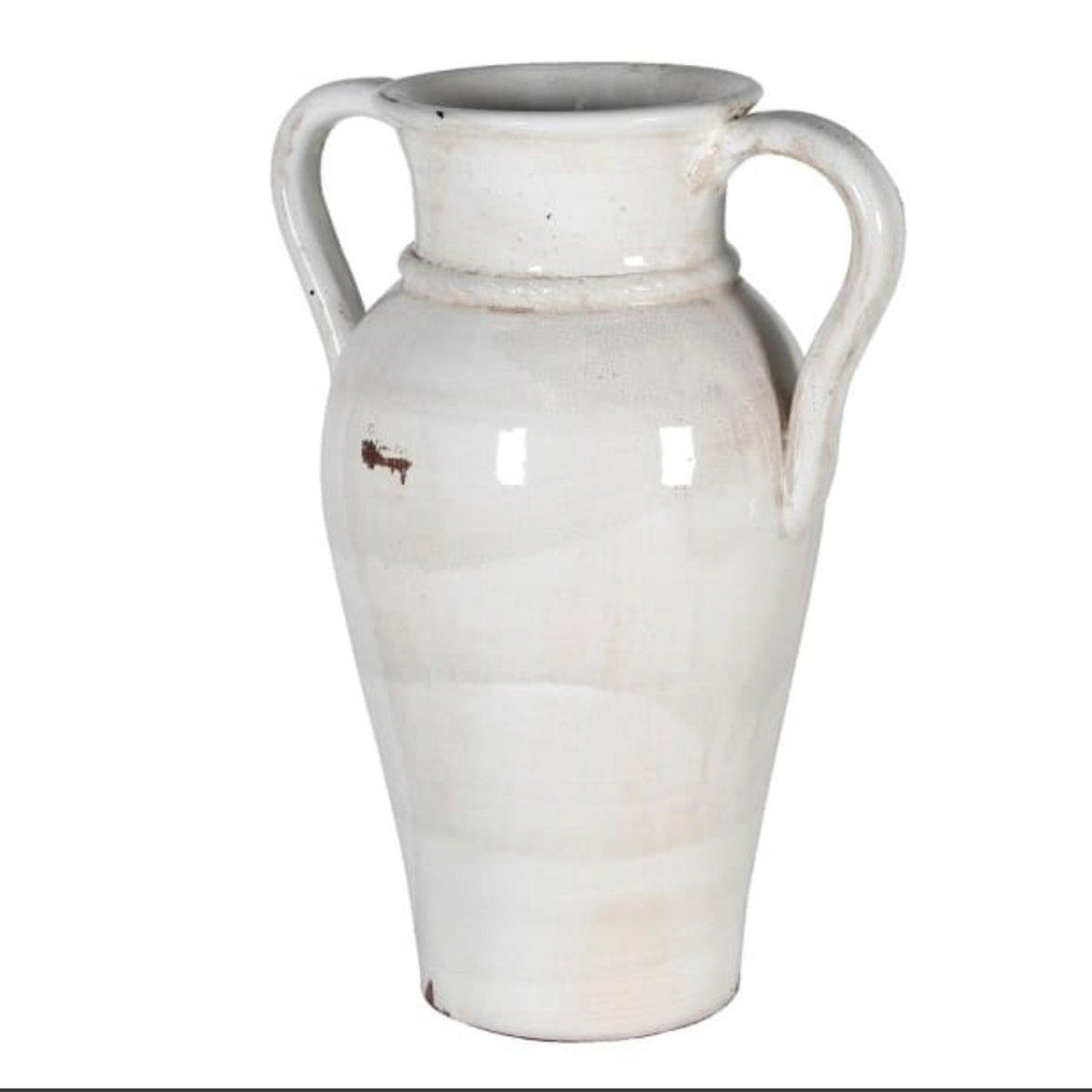 Cream Distressed Tall Urn Vase with Handles