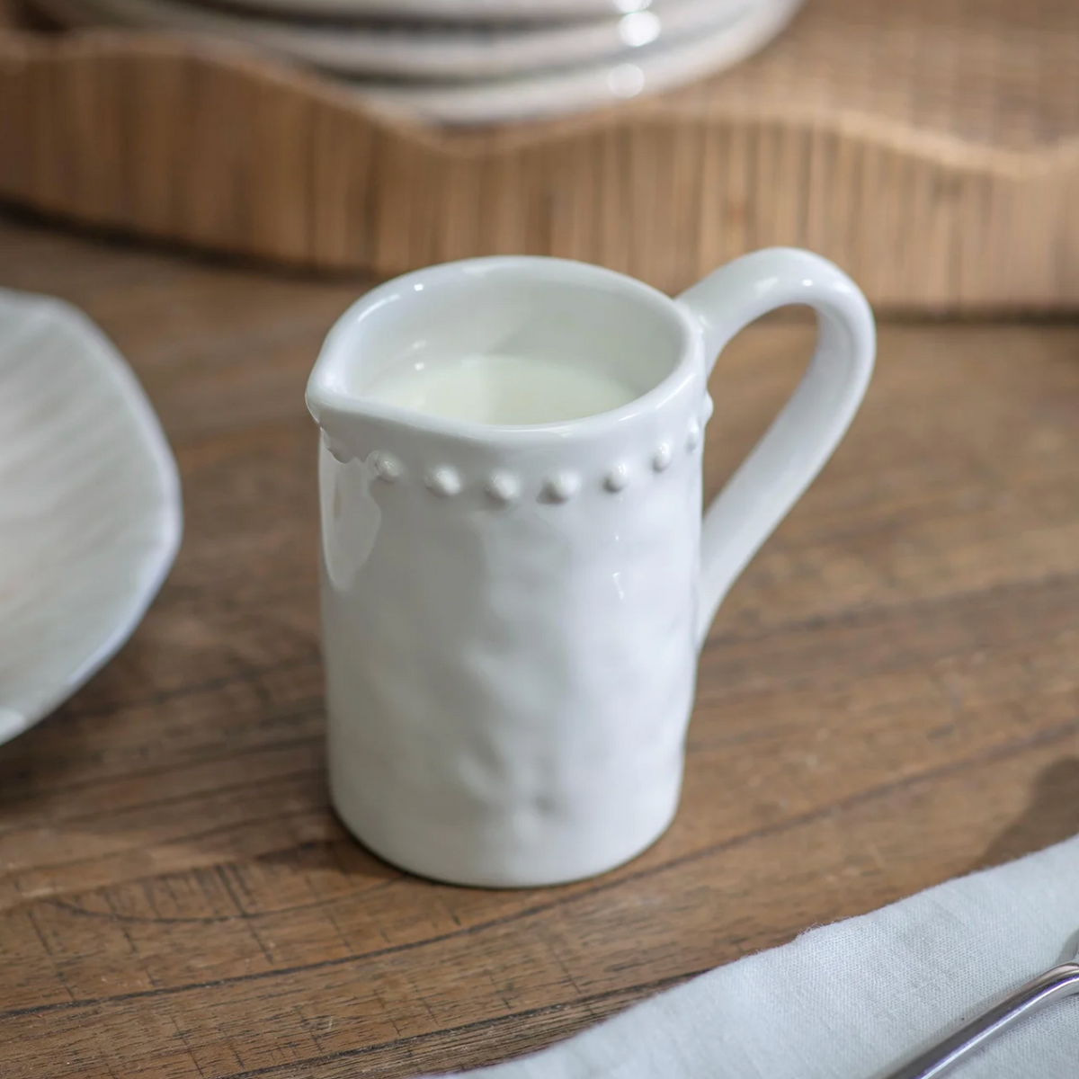 Small White Beaded Jug