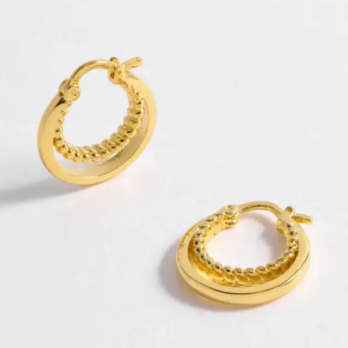 Double Twisted Hoop Earrings Gold Plated, by Estella Bartlett
