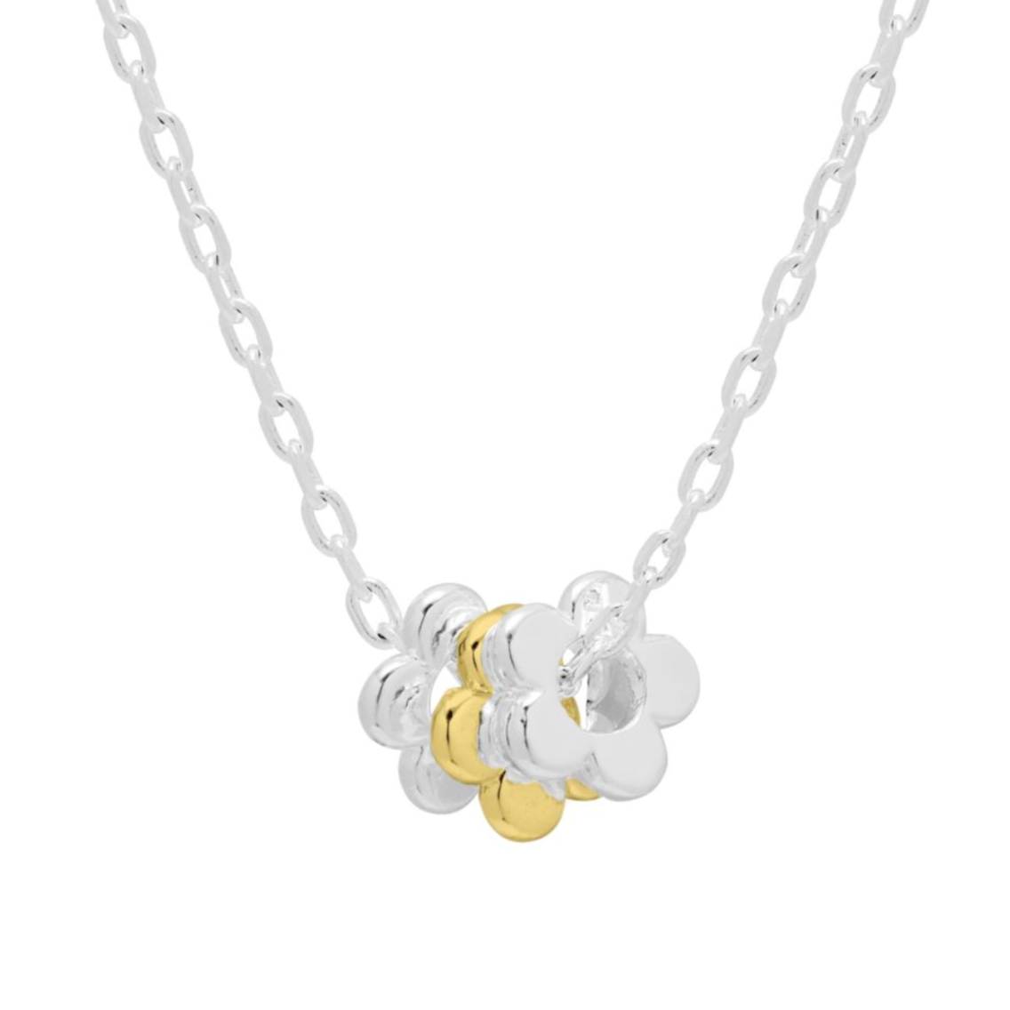 Multi Flower Bead Necklace - Silver Chain by Estella Bartlett