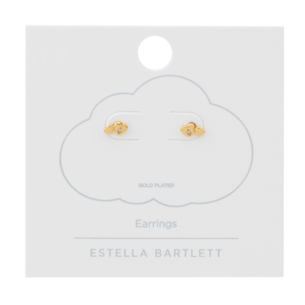Double Heart Stud Earrings by Estella Bartlett
