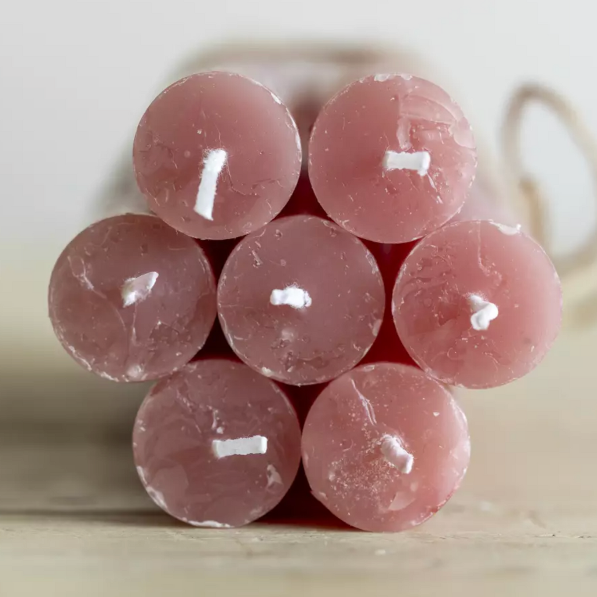 Rustic Dinner Candle - Dusky Pink