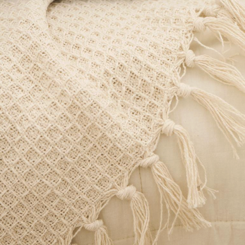 Cream Waffle Pattern Throw