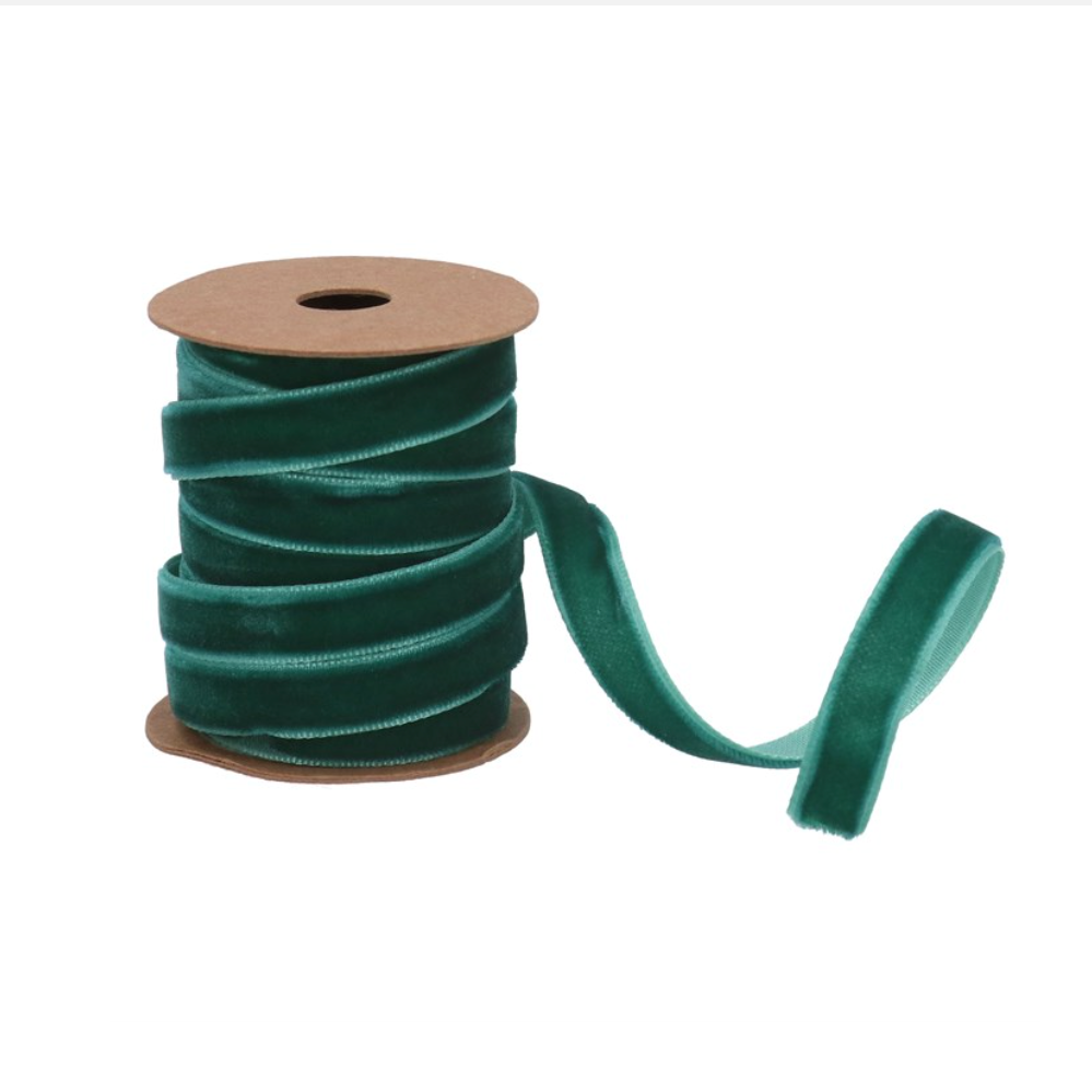 Thin Green Velvet Ribbon 2m