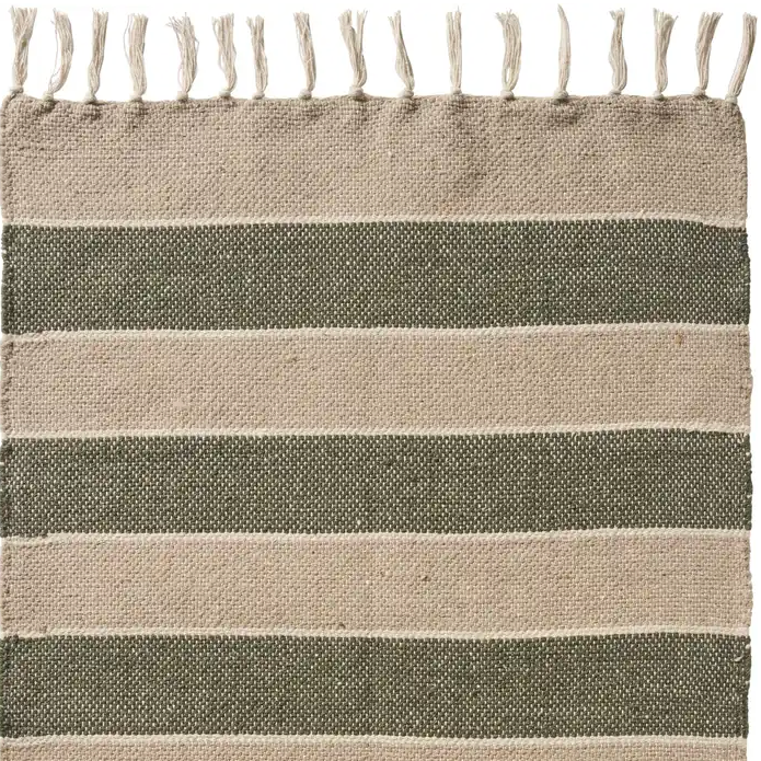 Ripley Rug in Khaki & Stone Stripe Cotton Rug