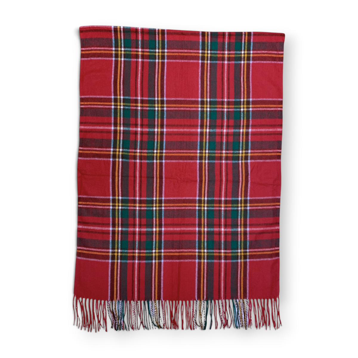 Tartan Plaid Wool Blend Scarf - Red