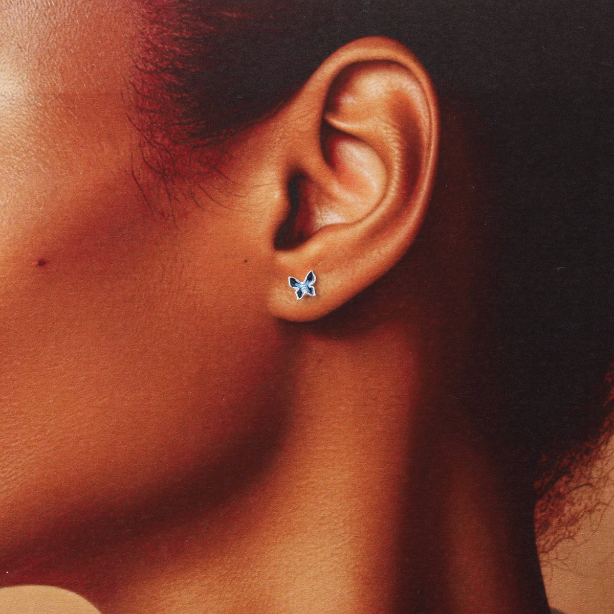 Blue enamel butterfly earrings - For my friend