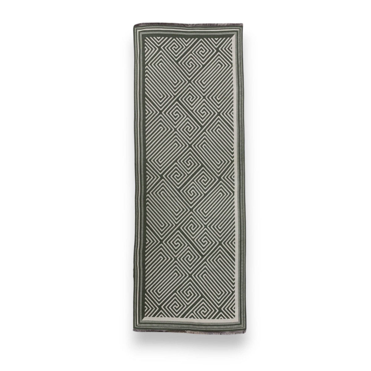 Geometric Print Cashmere Blend Scarf: Khaki