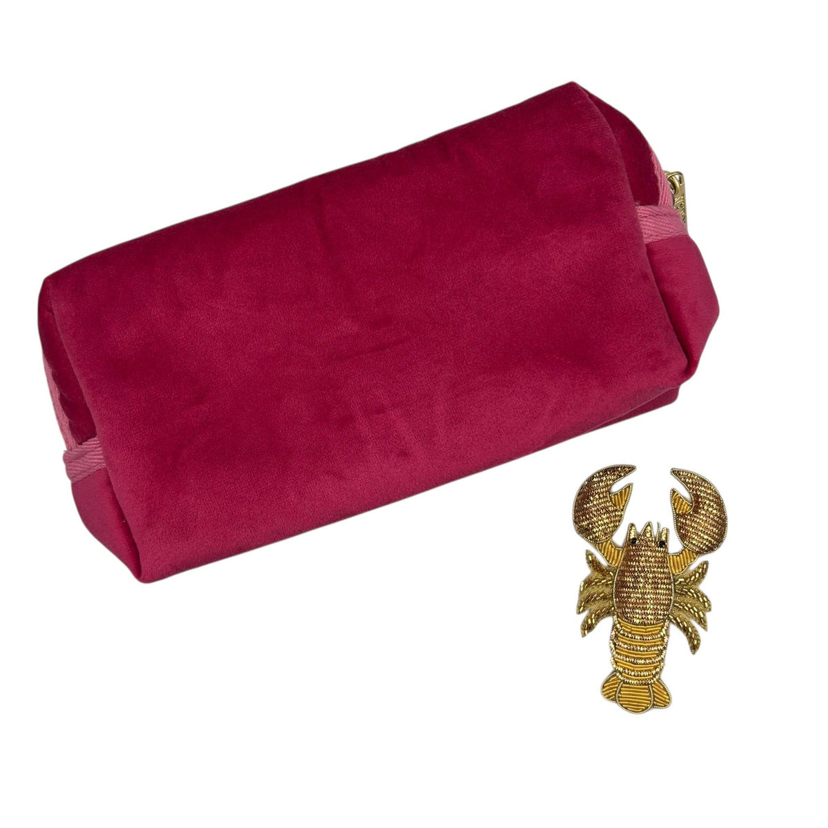 Bright Pink Makeup Bag with Brooch