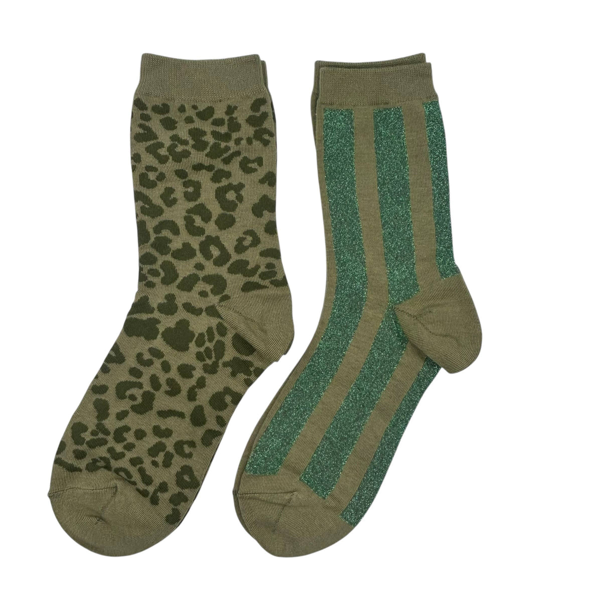 Ivy Leopard & Green Stripe Sock Box Duo