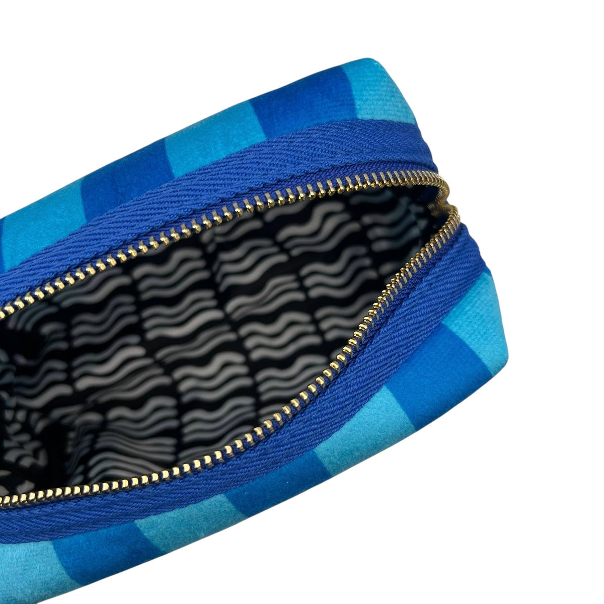 Blue Striped Makeup Bag