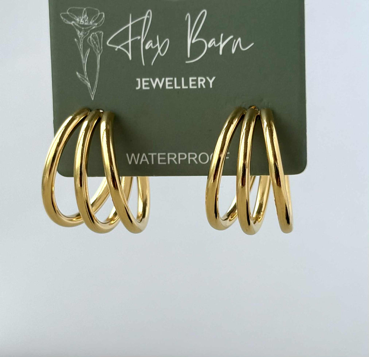 Trio Hoop Studs: Gold