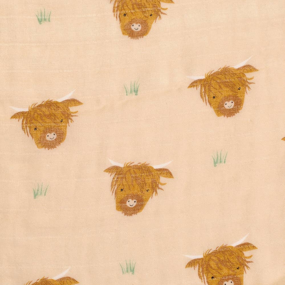 Highland Cow Swaddle: Green