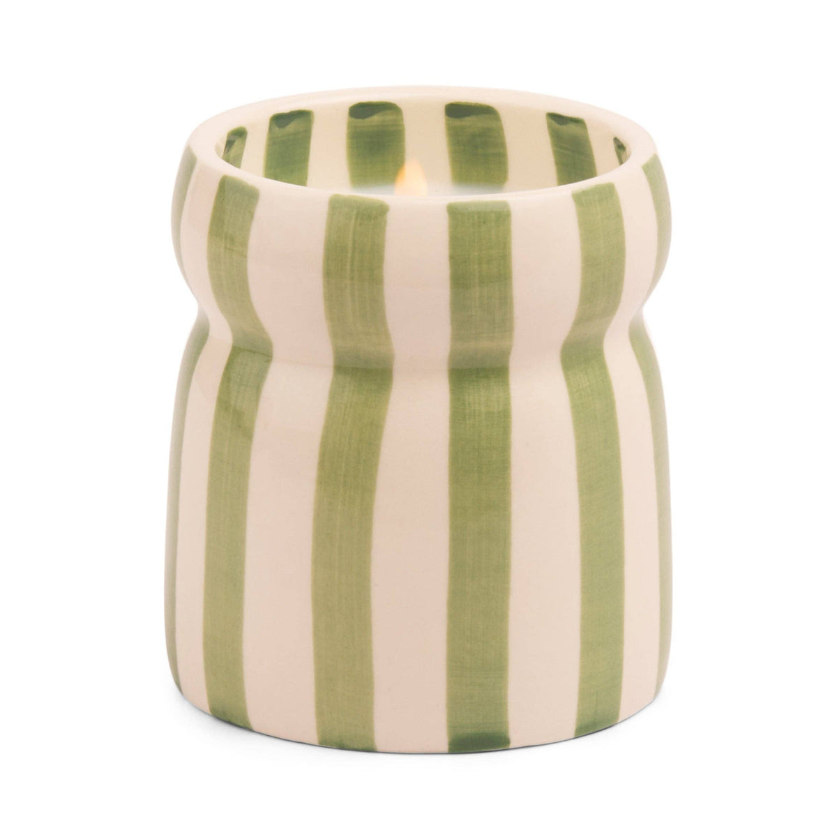 Sage Striped Ceramic Candle - Bora Bora