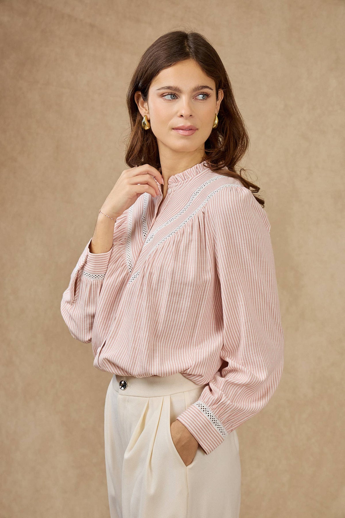 Gigi Striped Blouse - Rose