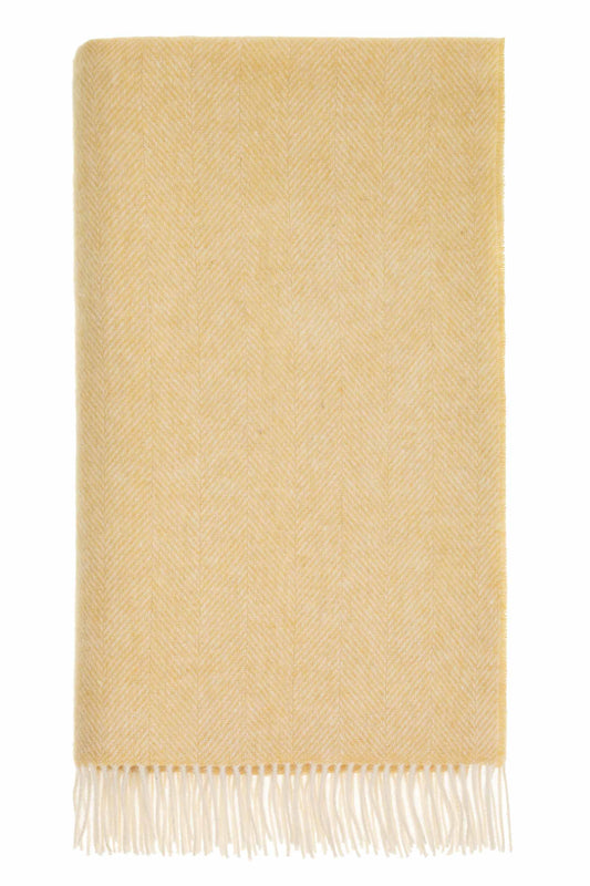 Herringbone British Wool Throw - Buttercup