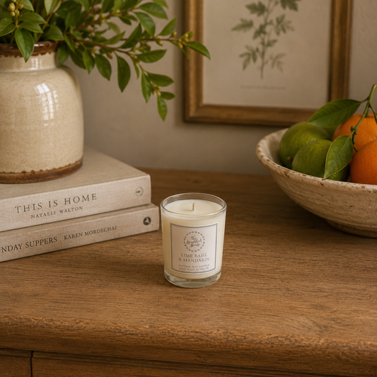 The Rounded House Small Votive Candle - Lime, Basil & Mandarin