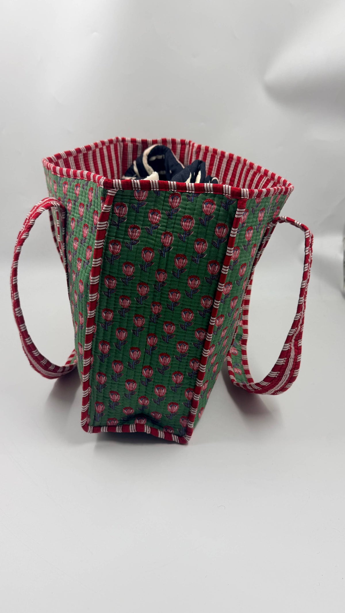 100% Cotton Kantha Quilted Boho Reversible Medium Tote Bag