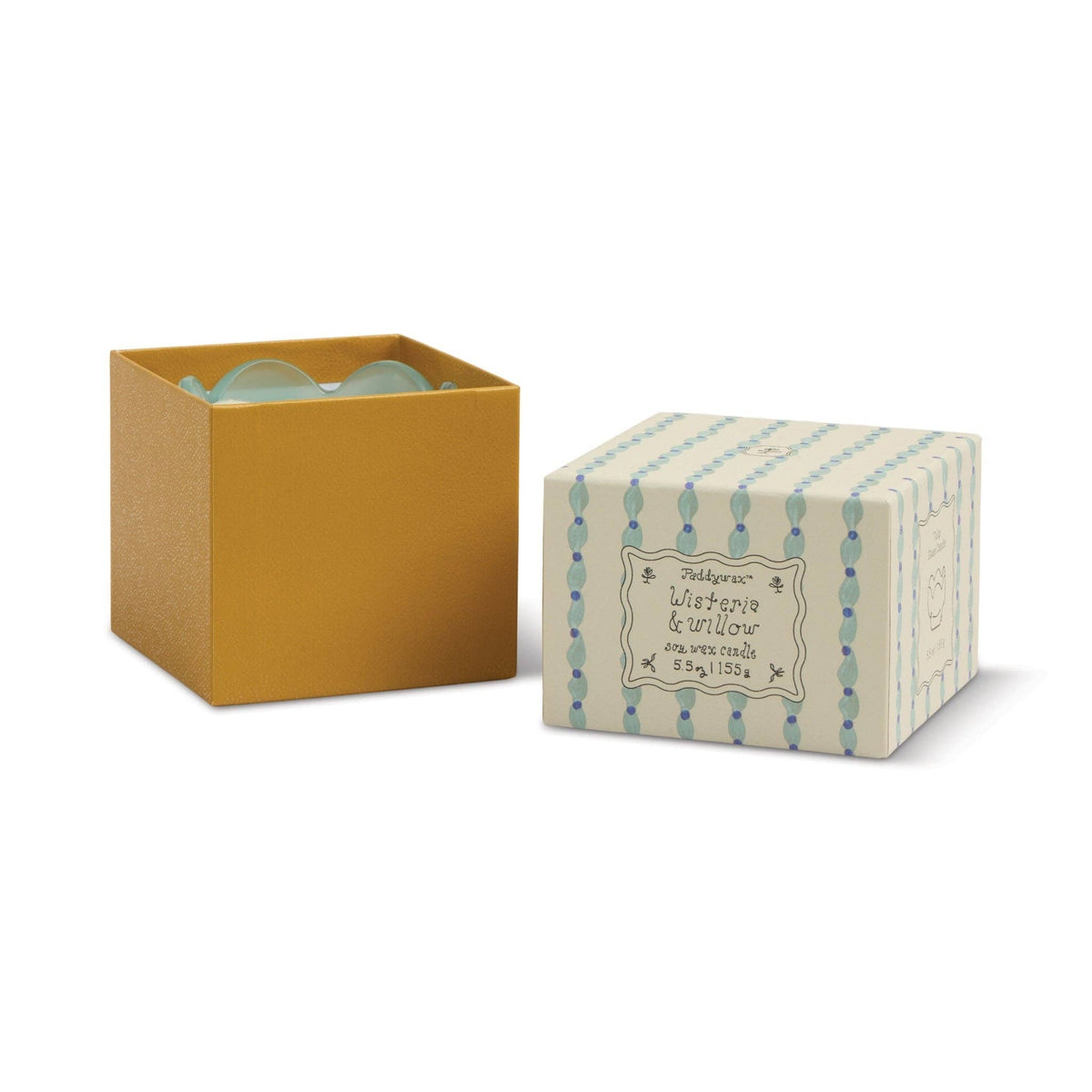 Tulip Blue & Ochre Glass Candle - Wisteria & Willow