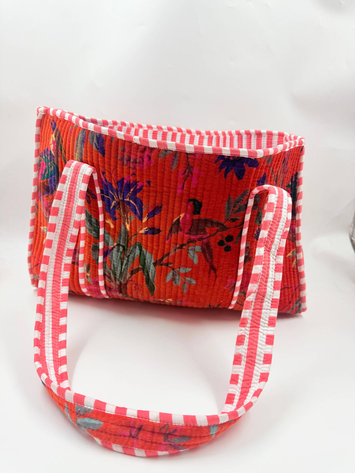 Velvet Kantha Quilted Boho Reversible Tote Bag-Medium