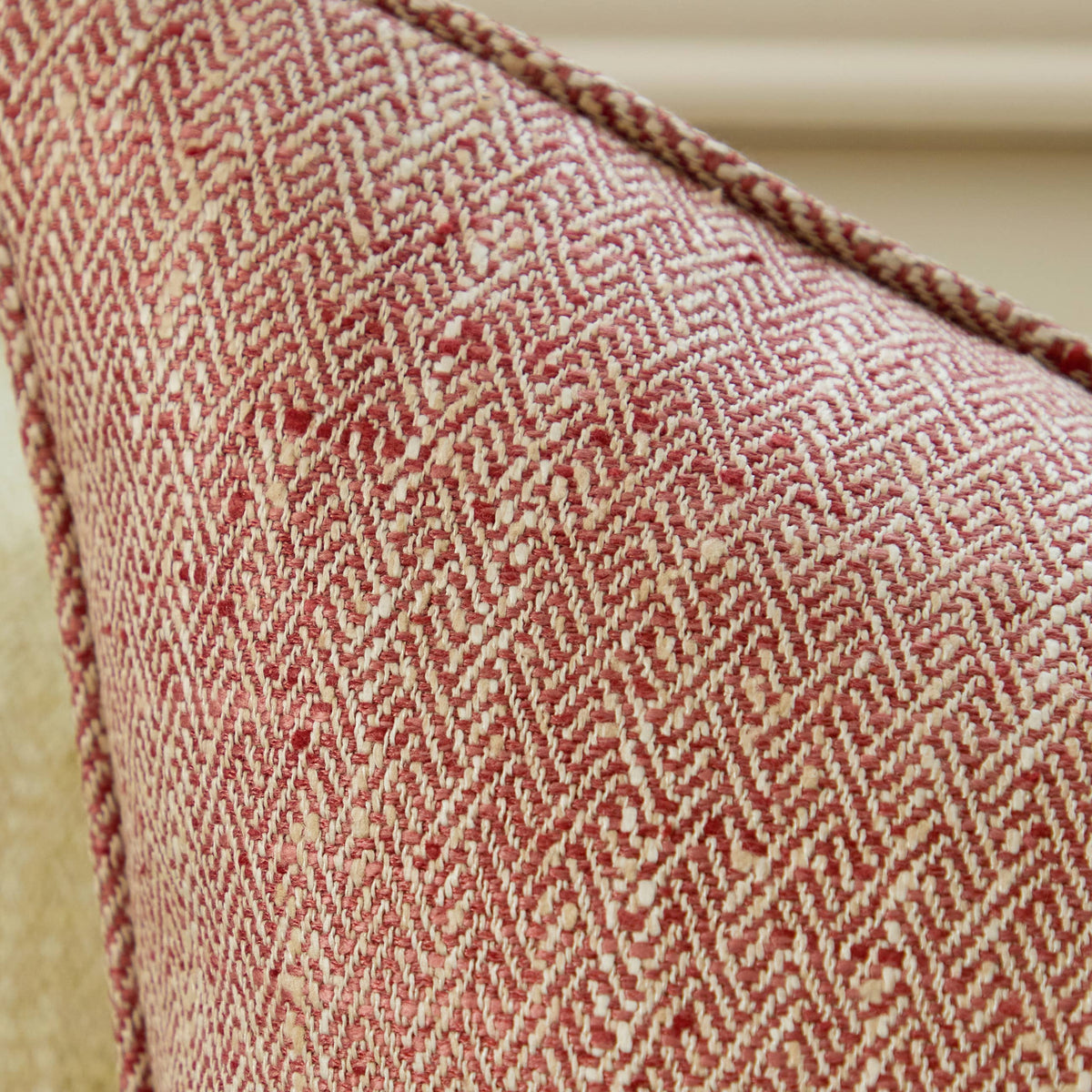 Textured Woven Square Cushion in Garnet
