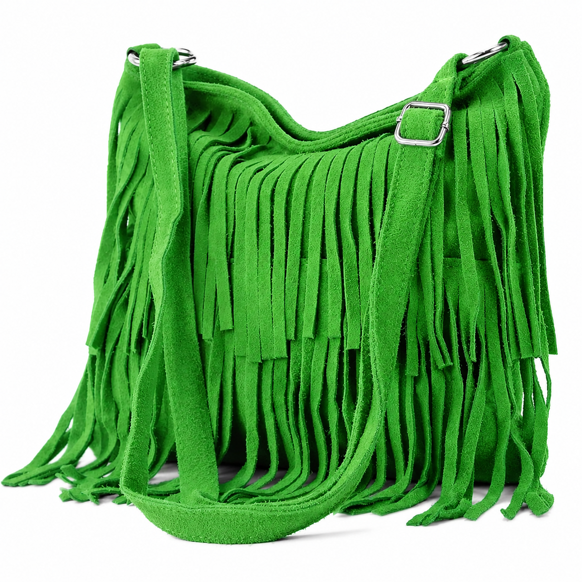 Italian Leather Tassle Crossbody Bag - Khaki