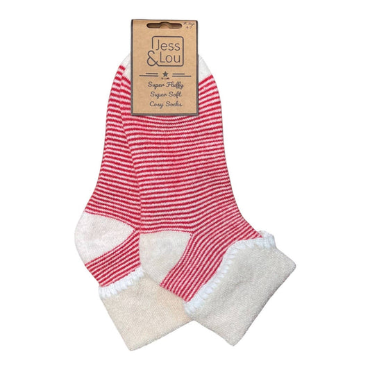 Thin Striped Red Super Cosy Cuff Socks