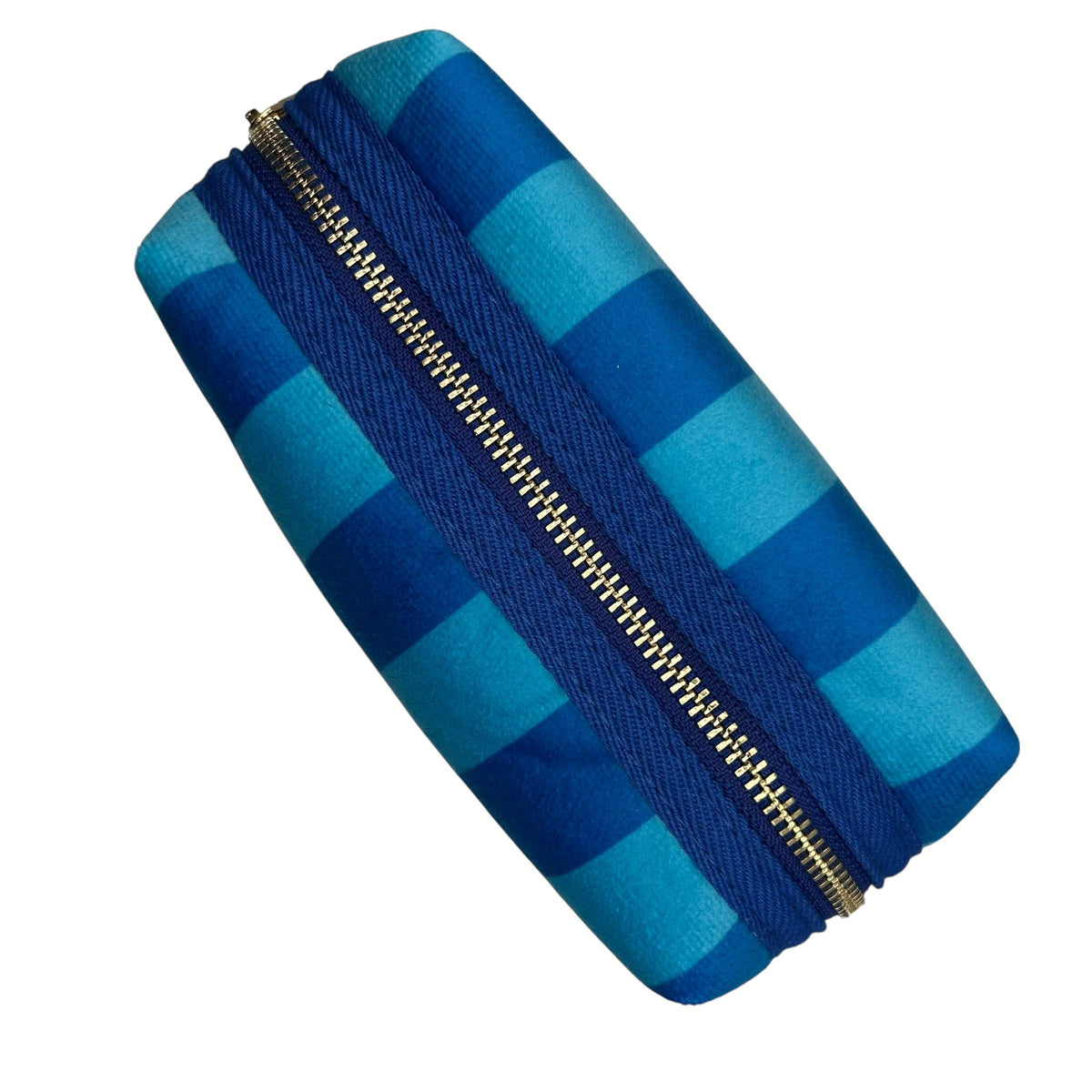 Blue Striped Makeup Bag